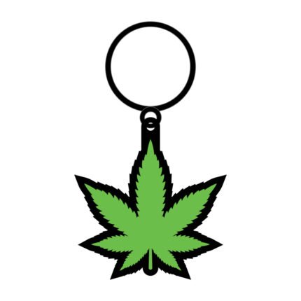 Wood Rocket Green Leaf Keychain